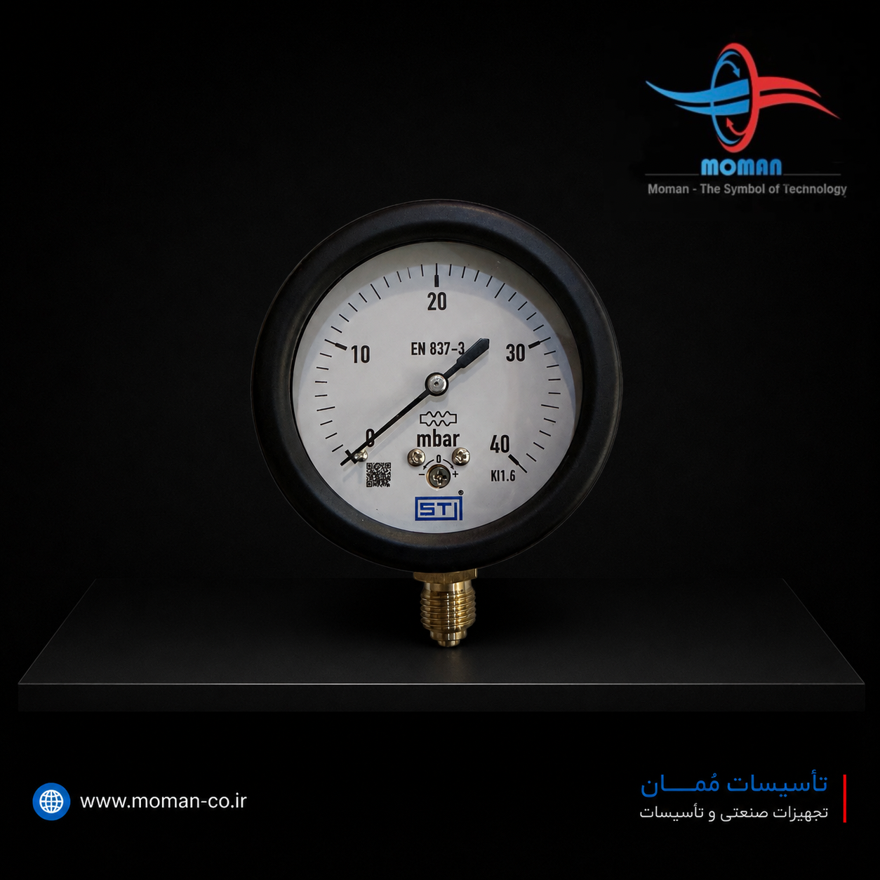 مانومتر گیج فشار ۴۰ میلی بار ST صفحه ۶ سانتی
