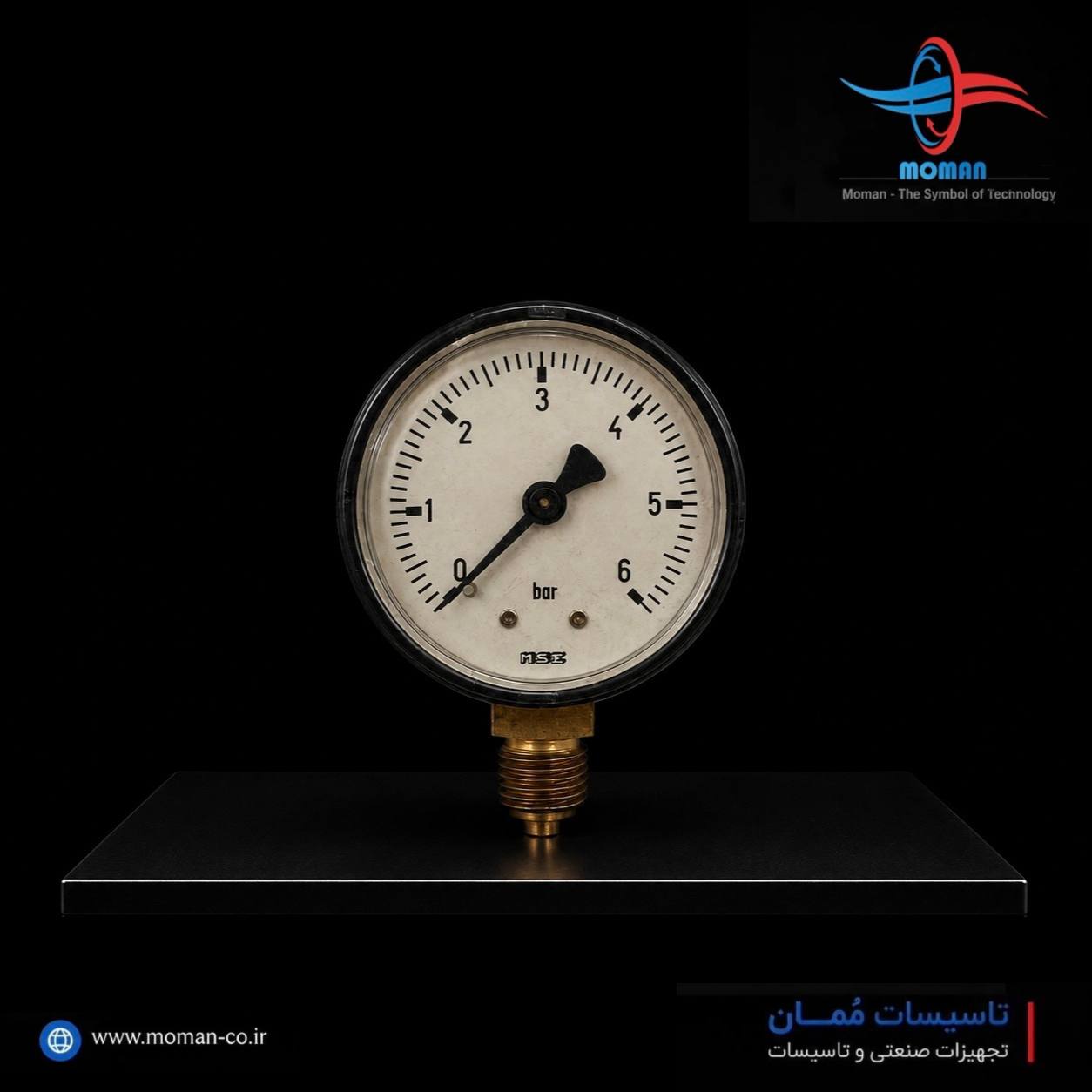 مانومتر ۶ بار صفحه ۶ سانتی‌متر عمودی MSI